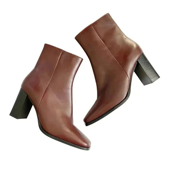 NEW Reiss Casey Square-Toe Leather High-Heel Ankle Bootie size 39 US8.5 - Picture 5 of 11